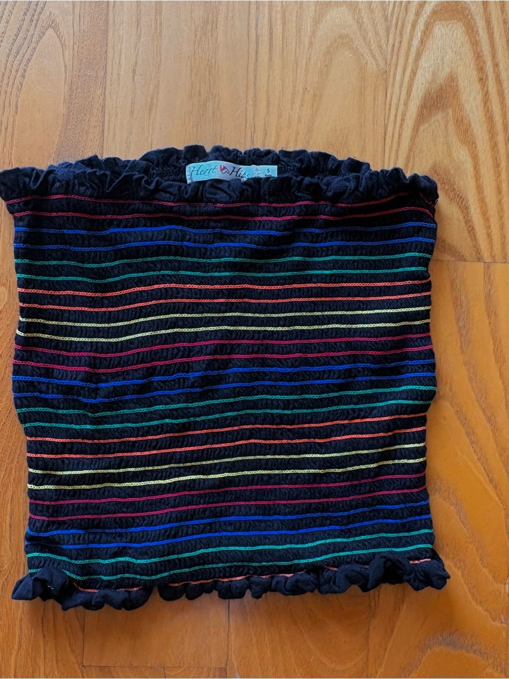 Striped Tube Top Ruffled Hem